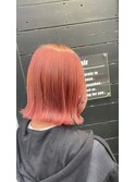 20代30代大人可愛いショートボブ外ハネピンクオレンジ