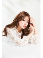 美人巻き髪チョコレートカラーロングレイヤー韓国スタイル