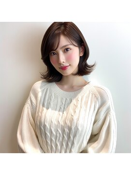 ヘアーズベリー 淡路店(hairs BERRY) イメチェン黒髪こなれミディボブルフ前髪ワンレンネビージュ小顔