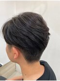 センターパート×フェザーパーマ