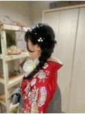 【袴ヘア】サイド編みおろしアレンジ