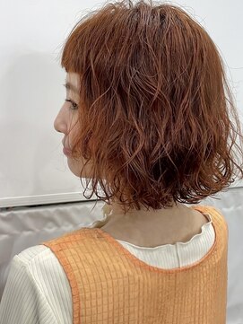 ワク(WAKU) 【WAKU】ボブパーマ/オレンジブラウン