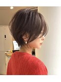 立川小顔ショートボブ/丸みショート/白髪ぼかしハイライトカラー