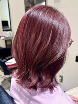 フリック 京都河原町店(FLICK)&nbsp;★40代50代/大人可愛いショートボブ/白髪染め/前髪/ワインレッド
