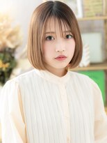 カバーヘア ブリス 上尾西口店(COVER HAIR bliss)&nbsp;ツヤ髪グレーブラウン切りっぱなしボブディh4上尾20代30代40代