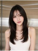 ワンホンレイヤ ー×ダークブルー[デジタルパーマ/ボブ/韓国]
