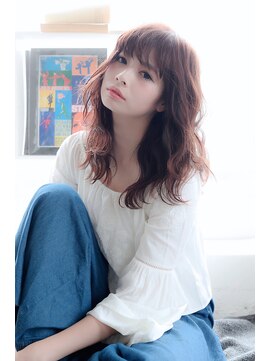 ルーク 立川(LUK) Lien☆毛先パーマ×ピンクブラウンでイメチェン×耳かけロング