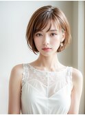 ◇大人可愛い20代30代40代50代丸みショートボブ前髪あり◇