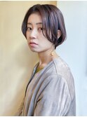 ボブ　ハンサムショート　ココアベージュ
