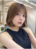 韓国風ボブ/内巻き/ワンカール/韓国/シースルーバング/横浜