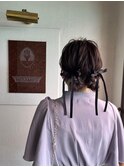 お呼ばれ結婚式二次会スタイルヘアセット×リボンアレンジ