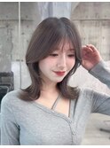 美髪韓国レイヤーイメチェン似合わせチェリーブラウンミニウルフ