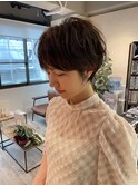 大人ショートボブ丸みショートカットマッシュショート前髪あり