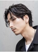 渋谷フェザーショートメンズマッシュウルフセンターパートカット