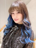 アフィーロ(ACHFILO) インナーカラーシールエクステ 艶感ロング ブルーエクステ