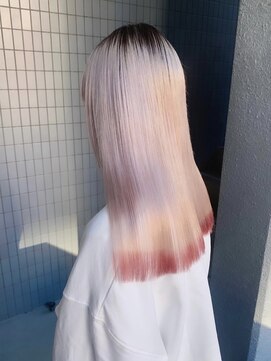 リンドトウキョウ ウメダ(LINDO TOKYO) ペールホワイトピンクベージュ×裾カラーピンク/ハイトーン