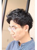 メンズヘア　爽やかニュアンスパーマ　茨木市