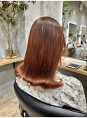 10代/20代/30代/外ハネ/オレンジカラー/ミディアム/外ハネ