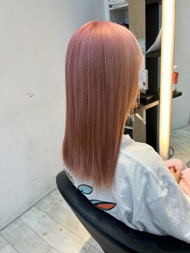 インク サカエ(inq sakae) ピンクベージュ　韓国ヘア　ハイトーンカラー