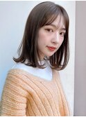 フルバングミディアムハッシュカット前髪パーマイメチェン