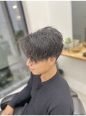 メンズショートツイストスパイラルパーマツーブロックフェード