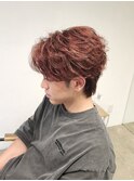 センターパートウルフフェザーパーマ