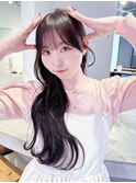 ロング顔周りレイヤーおくれ毛前髪カット美髪_F0646