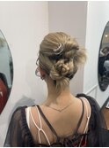 ボブヘアアレンジ/ツインシニヨンアレンジ/リボンアレンジ