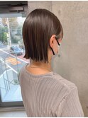斜めバング/グレージュカラー/デザインカラー/シルキーベージュ