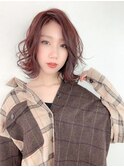 着物ダークアッシュ似合わせカットミディアムレイヤーカット小顔