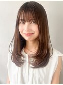 夏前髪似合わせカットうるツヤミルクブラウン艶感外ハネボブ