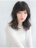 流しバング  ゆるふわウェーブ