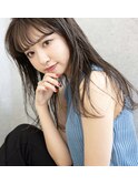 ○小顔ロングレイヤーカットセミウエットウェーブオリーブカラー
