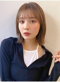 大人可愛い20代30代40代小顔くびれショートボブ×ラテベージュ