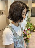 ニュアンスパーマ/切りっぱなしボブ/20代