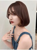 イメチェン外ハネボブワイドバングホワイトブロンド美髪韓国