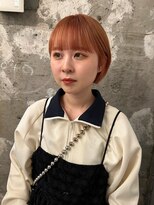【表参道sheta小林】アプリコットオレンジ小顔ショートボブ