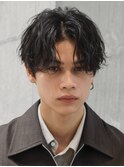 原宿センターパート緩めスパイラルパーマウルフメンズカット韓国