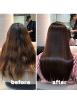 アース 渋谷店(HAIR&MAKE EARTH) 初縮毛矯正×ブリーチ毛改善