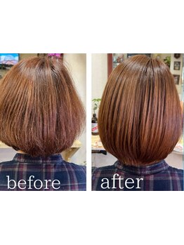 酸熱トリートメントなど豊富な髪質改善メニューで美髪に★デザインだけでなく質感にもこだわる♪