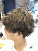 20代30代メンズスパイラルパーマワイルドオシャレ感アッシュ