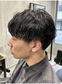 ソフト刈り上げ波巻きパーマ