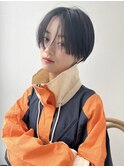 ハンサムショート　センターパート　暗髪☆