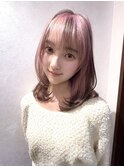 ホワイトピンク_カチューシャカラー_エンドカラー_ハイトーン