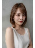 大人かわいい前髪セシルカットココアブラウンフリンジウェーブ