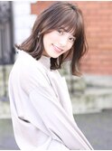 ふんわりミディ/ひし形/ココアブラウン/フリンジウェーブ