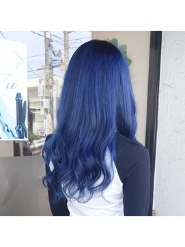 ケーズヘアー 大和田店(k's Hair) ケアブリーチ×ネイビー
