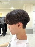 メンズセンターパートウルフセンターパートニュアンスパーマ襟足