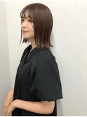 ナチュラルベージュ/ブリーチなし/切りっぱなしミディアムボブ