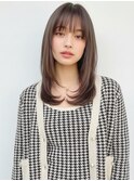 ロングヘアー/透明感ベージュカラー/小顔ウルフレイヤー/越谷